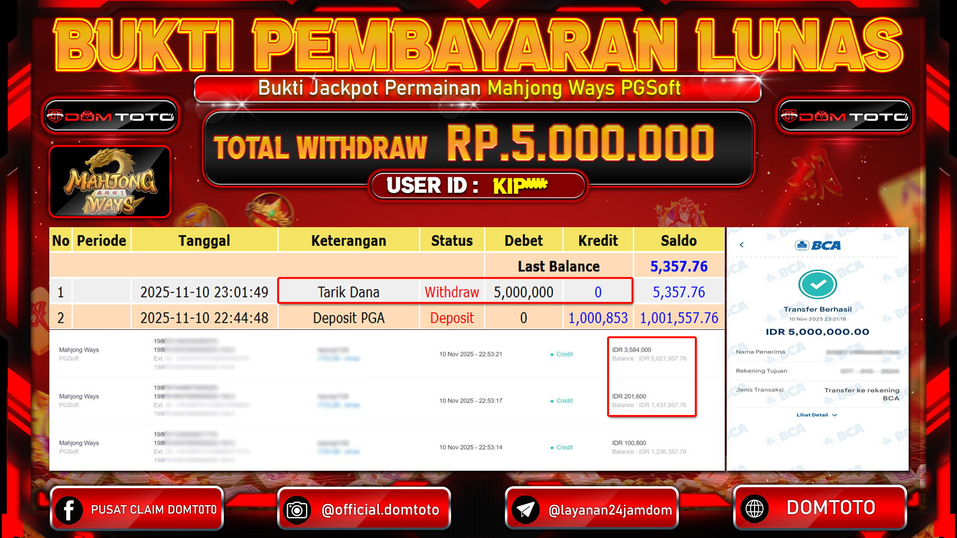 JACKPOT Slot Mahjong Ways PGSoft 11 NOVEMBER 2025